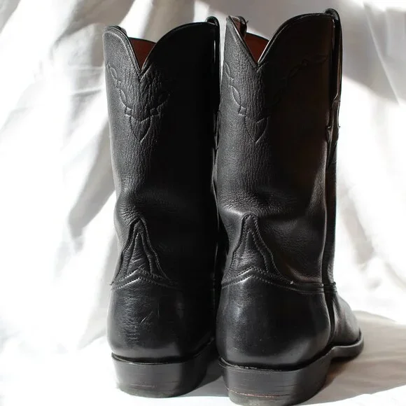 Lucchese Black Leather Boots Size 8D - Picture 9 of 16
